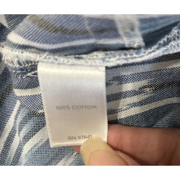 Pure Jill Ikat Button Down Roll-Tab Pockets Collard Shirt Cotton Tunic Dress  M - Picture 11 of 11